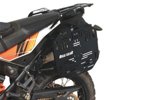 Rigg Gear Saddlebag Quick Release Plate installed on KTM